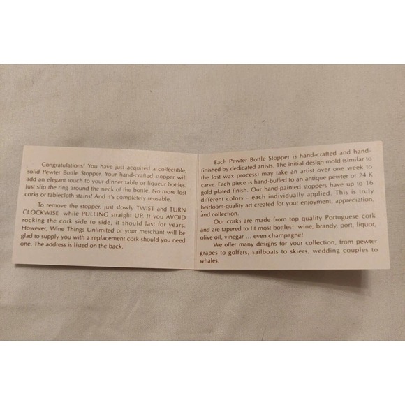 Wine Things Unlimited NEW Pewter Bottle Stopper Grapevine Hand Painted. AK - Picture 5 of 6